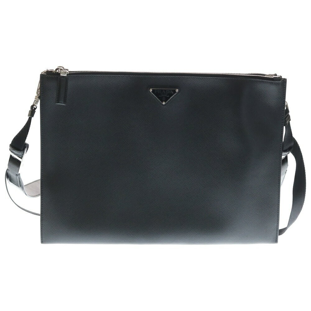 PRADA Saffiano Leather Shoulder Bag Black